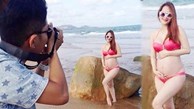 Khánh Thi diện bikini khoe bụng bầu làm mẫu ảnh cho Phan Hiển