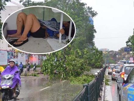 Bất chấp nguy hiểm, gió to, người dân lao vào cứu 2 phụ nữ bị cây đè do bão