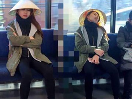 Dân mạng truy tìm cô gái đội nón lá ngủ quên trên tàu điện tại Nhật Bản