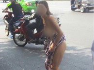 Nữ du khách ngoại quốc khỏa thân dạo phố ở Thái Lan