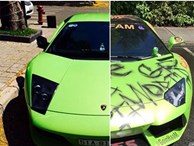 Cộng đồng mạng phát 'điên' với chiếc siêu xe Lamborghini Aventador bị 'vẽ bậy'