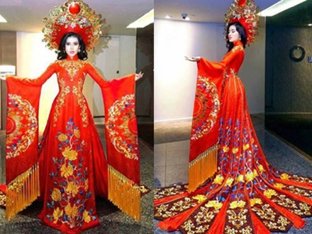Trang phục dân tộc của Á hậu Huyền My ở Miss Grand International 2017 gây tranh cãi