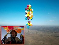 Chàng trai dùng 100 quả bóng bay dạo chơi trên bầu trời châu Phi