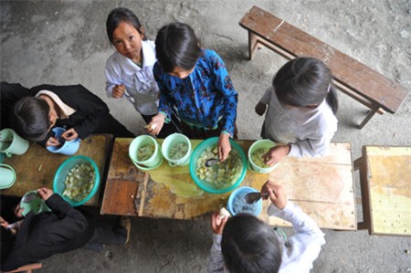 Học sinh vùng cao và bữa cơm canh đậu, Giáo dục - du học, hoc sinh vung cao, hoc sinh mien nui, com hoc sinh, nha truong, luong toi thieu,