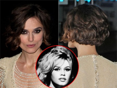 Một chút kết hợp của kiểu tóc phồng vintage Brigitte Bardot, nữ diễn viễn xinh đẹp của Cướp biển vùng Caribe - Keira Knightley rất xinh đẹp khi chọn kiểu tóc này. Mái tóc ngắn xoăn bồng bềnh tự nhiên cắt theo kiểu Bob ngắn, với phần tóc mái dài ôm gò má đêm lại cái nhìn hoàn hảo. Điểm nhấn là tóc mái, với độ dài vừa phải ôm trọn khuôn mặt và để lộ chiếc cằm đáng yêu của nữ diễn viên, người mẫu này. Kiểu tóc tạo nên một vẻ đẹp hoang dại, mới lạ và phong cách trẻ trung.