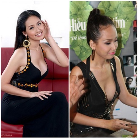 Hoa hậu không ngần ngại khoe vòng 1 bằng váy sâu cổ