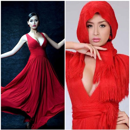 Sắc đỏ càng tôn thêm sức nóng của cô.
