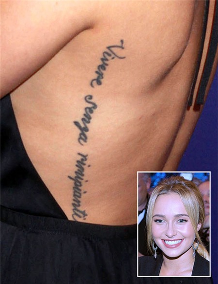 'Sống không hối tiếc' là ý nghĩa hình xăm dọc bên sườn trái của người đẹp Hayden Panettiere, bạn gái võ sĩ quyền anh nổi tiếng Klitschko.