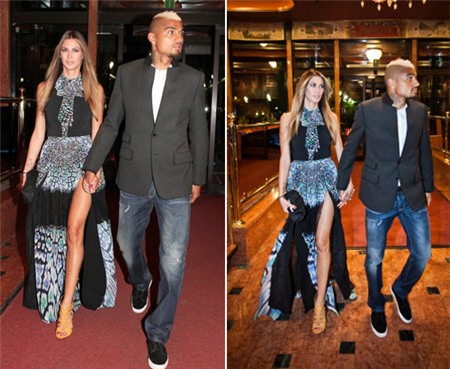 Boateng và vợ sắp cưới xinh đẹp tay trong tay tới dự lễ trao giải dành cho quý ông tại Milan.