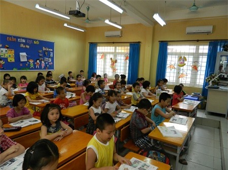 Các phòng học của Trường tiểu học Thành Công B (Q. Ba Đình, Hà Nội) đều được lắp máy điều hòa
