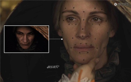 Các thủ thuật xử lý hiệu ứng giúp khuôn mặt Julia Robert trở nên nhăn nheo, giúp cô hóa thân hoàn hảo thành mụ phù thủy trong "Mirror, Mirror".