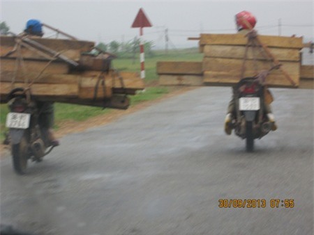 Lợi dụng trời mưa bão, lâm tặc ngang nhiên vận chuyển gỗ.