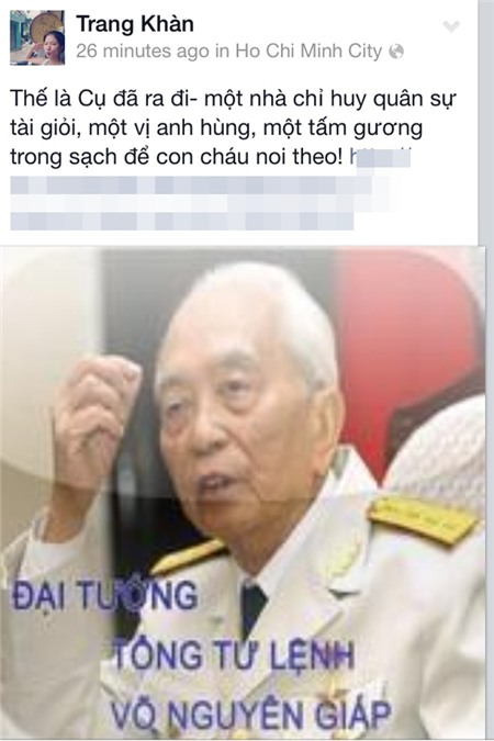 Sao Việt bùi ngùi chia sẻ về tin Đại tướng Võ Nguyên Giáp từ trần | đại tướng Võ Nguyên Giáp qua đời,đại tướng Võ Nguyên Giáp từ trần,đại tướng Võ Nguyên Giáp