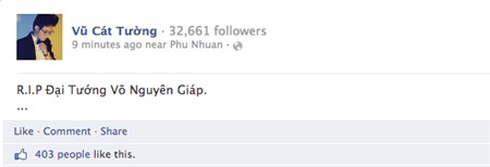 Sao Việt bùi ngùi chia sẻ về tin Đại tướng Võ Nguyên Giáp từ trần | đại tướng Võ Nguyên Giáp qua đời,đại tướng Võ Nguyên Giáp từ trần,đại tướng Võ Nguyên Giáp