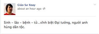 Sao Việt bùi ngùi chia sẻ về tin Đại tướng Võ Nguyên Giáp từ trần | đại tướng Võ Nguyên Giáp qua đời,đại tướng Võ Nguyên Giáp từ trần,đại tướng Võ Nguyên Giáp
