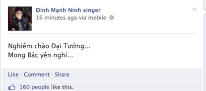 Sao Việt bùi ngùi chia sẻ về tin Đại tướng Võ Nguyên Giáp từ trần | đại tướng Võ Nguyên Giáp qua đời,đại tướng Võ Nguyên Giáp từ trần,đại tướng Võ Nguyên Giáp