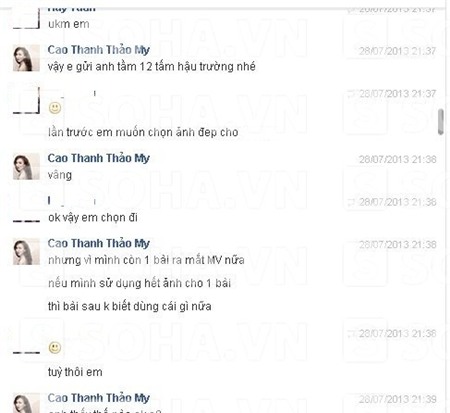 Cao Thanh Thảo My và H.T trao đổi về công việc.