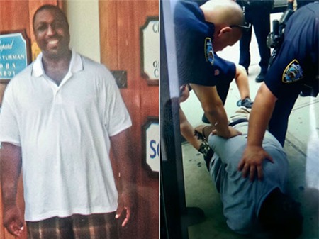 Ông Eric Garner (trái) tử vong sau khi bị cảnh sát siết cổ 
Ảnh: New York Post