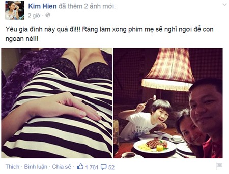 Kim Hiền mang bầu lần thứ hai
