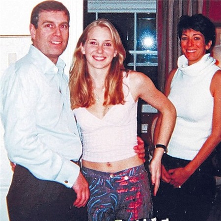 Met three times: Prince Andrew with 17-year-old Virginia Roberts, centre, and Ghislaine Maxwell in 2001