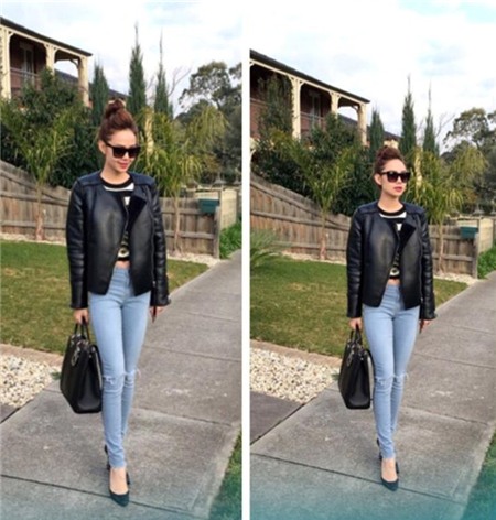 1 áo khoác da, 10 cách mix thú vị của Minh Hằng