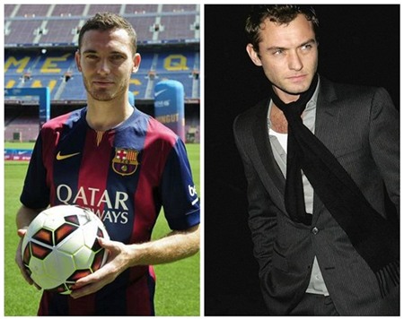 Jude Law là nam diễn viên nổi tiếng người Anh. Giữa ông và trung vệ người Bỉ, Thomas Vermaelen sở hữu những nét rất giống nhau. Nếu không để ý tới màu tóc, người hâm mộ có thể nhận nhầm người.