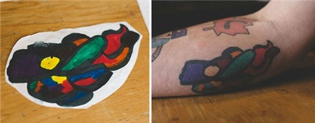 Ông bố không ngần ngại xăm các bức tranh nguệch ngoạc của con trai kín tay 4