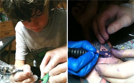 Ông bố không ngần ngại xăm các bức tranh nguệch ngoạc của con trai kín tay 9