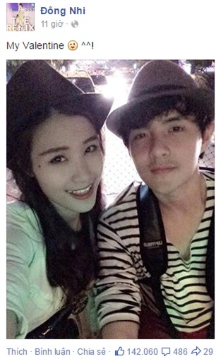 Đôi trai tài gái sắc chia sẻ khoảnh khắc trong ngày Valentine với người hâm mộ bằng việc đi diễn cùng nhau. Nữ ca sĩ Bad Boy vừa vướng lịch tập The Remix, vừa bận rộn chạy show nên cô không có thời gian để đón ngày lễ Tình nhân bên bạn trai.