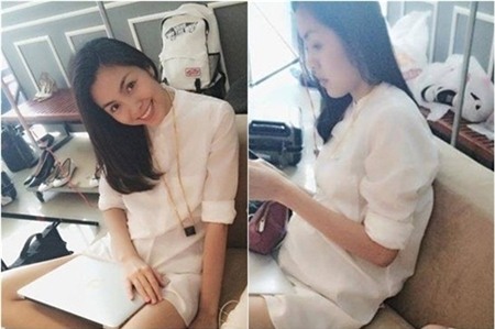 Giai đoạn đầu thai kỳ, Tăng Thanh Hà xuất hiện với áo dáng rộng khéo léo che bụng bầu