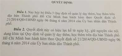 giáo viên, dạy thêm, TP.HCM, xin phép