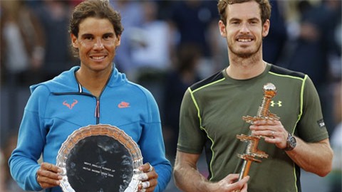Andy Murray (phải) đã có một trận đấu xuất sắc trước nhà ĐKVĐ Madrid Open, Nadal
