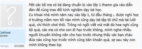 con chuẩn bị vào lớp 1