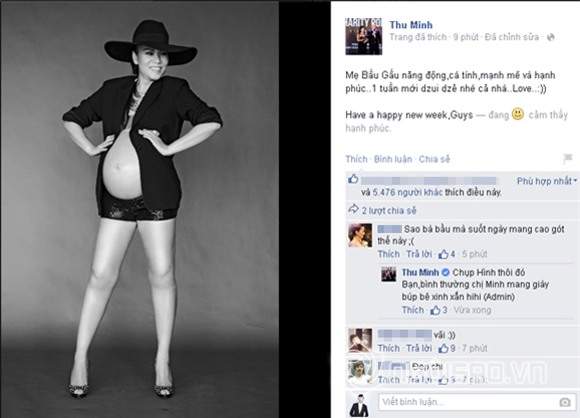 Thu Minh khoe bụng tròn xoe 0