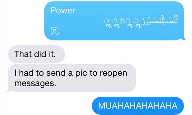 iPhone, tin nhắn, ký tự Arab, iMessage, treo máy vì ký tự Arab, iOS 6