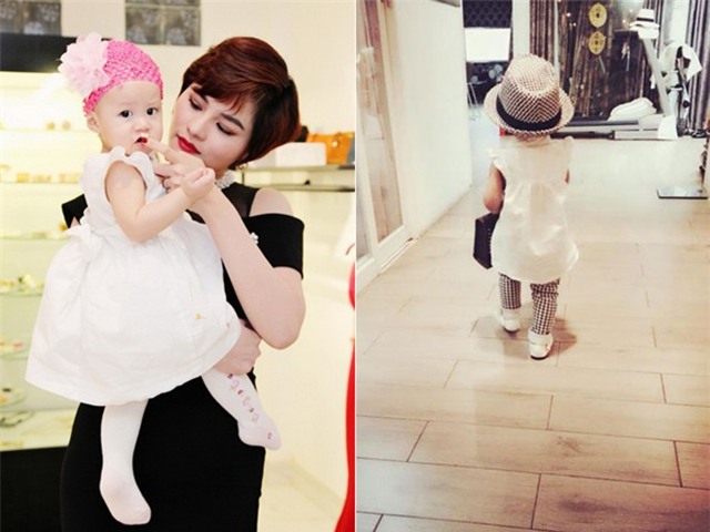 Cựu người mẫu, diễn viên Vũ Thu Phương thường chia sẻ những khoảnh khắc điệu đà của con gái Anna (tên thật là Trần Ngọc Anh). Cô nhóc 2 tuổi sớm bộc lộ sở thích với những chiếc túi xách và mũ của mẹ.