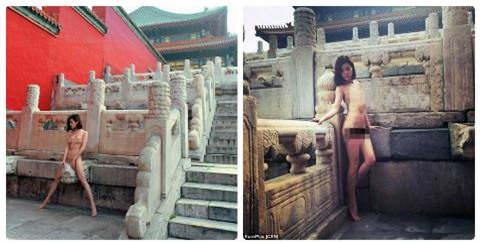 Bức ảnh khỏa thân gây phản ứng dữ dội của dư luận Trung Quốc.