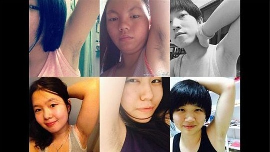 Những phụ nữ đăng ảnh khoe lông nách của họ trên trang mạng cá nhân. Ảnh: Weibo