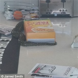 Anh Smith phát hiện một cái gì đó có vảy gần hộp bắp. Ảnh: Jarred Smith