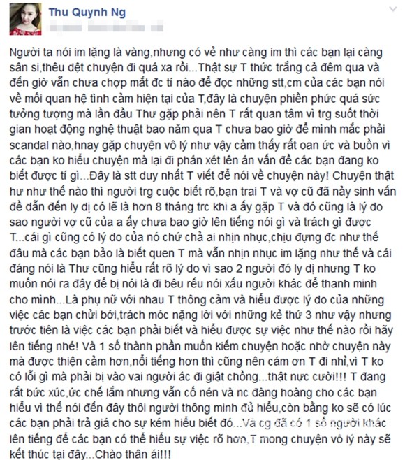 Quỳnh Thư bức xúc vì bị mang tiếng giật chồng 6