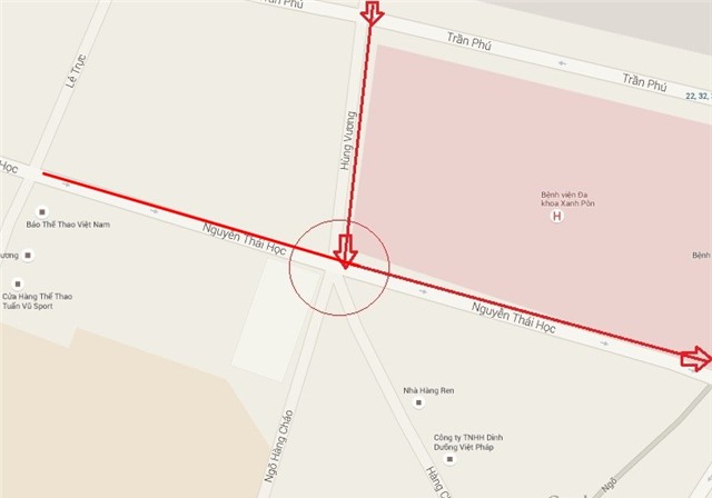 Ngã năm Hùng Vương - Nguyễn Thái Học - Hàng Cháo.