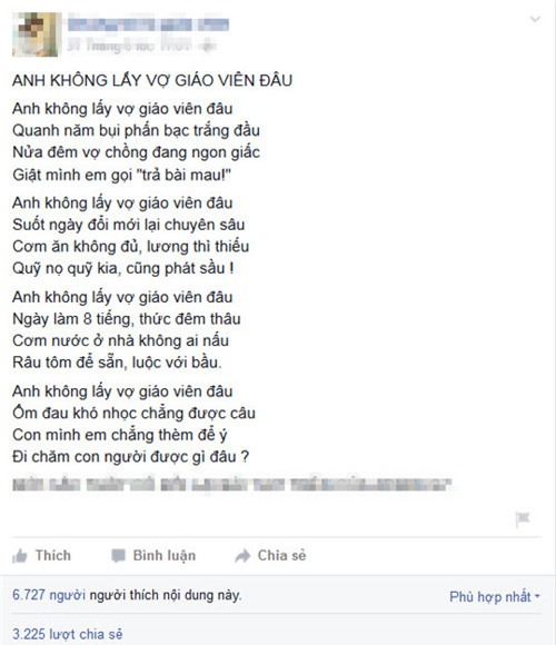 Suy ngẫm với bài thơ 'Anh không lấy vợ giáo viên đâu' - 1