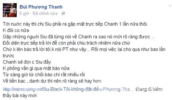 Phương Thanh tố Siu Black bịa chuyện 0