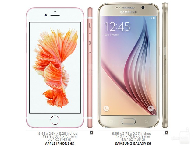 iPhone 6s, Galaxy S6