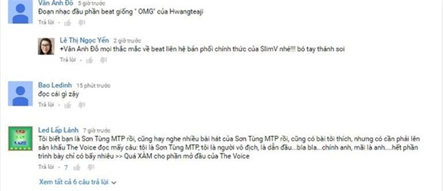 Phản hồi của khán giả trên kênh YouTube sau phần trình diễn của Sơn Tùng.