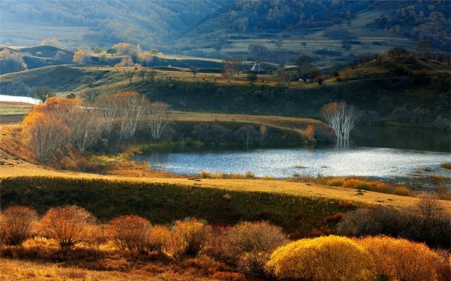 Ngắm những tán lá vàng rực, nước hồ xanh biếc và bầu trời thăm thẳm...