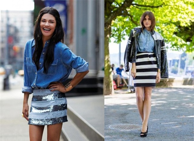 10 kiểu phối đồ sành điệu với sơ mi denim