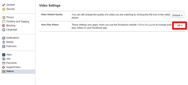 facebook, tự phát video, tắt, làm phiền, tự chạy, ứng dụng