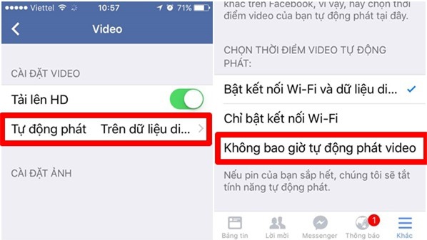 facebook, tự phát video, tắt, làm phiền, tự chạy, ứng dụng