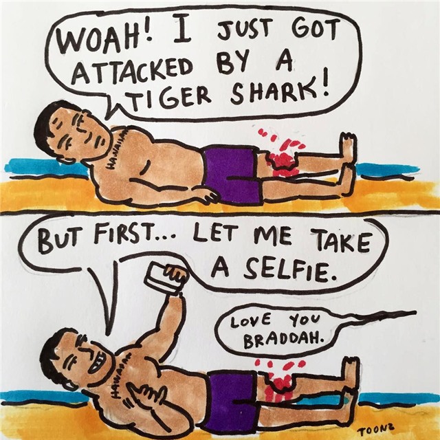 Bị cá mập cắn trơ xương, chàng trai vẫn tranh thủ “tự sướng”